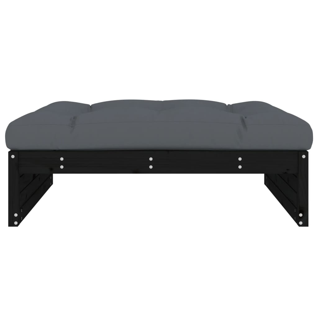 Repose-pied de jardin 120x80 cm noir bois de pin massif Éléments pour canapés modulables de jardin vidaXL