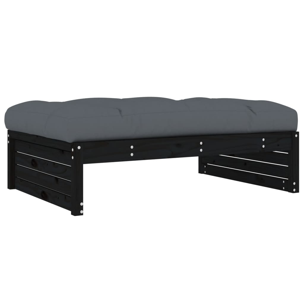 Repose-pied de jardin 120x80 cm noir bois de pin massif Éléments pour canapés modulables de jardin vidaXL