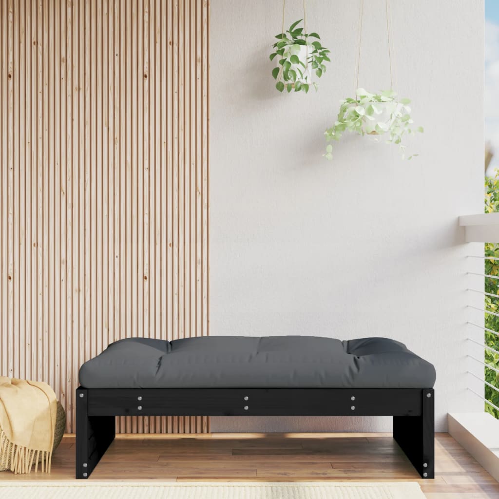 Repose-pied de jardin 120x80 cm noir bois de pin massif Éléments pour canapés modulables de jardin vidaXL
