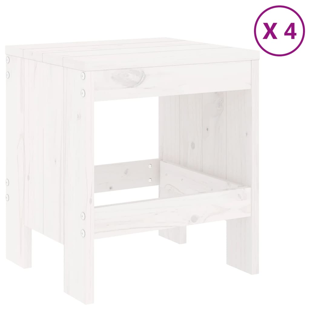 Ensemble à manger de jardin 5pcs blanc bois massif de pin