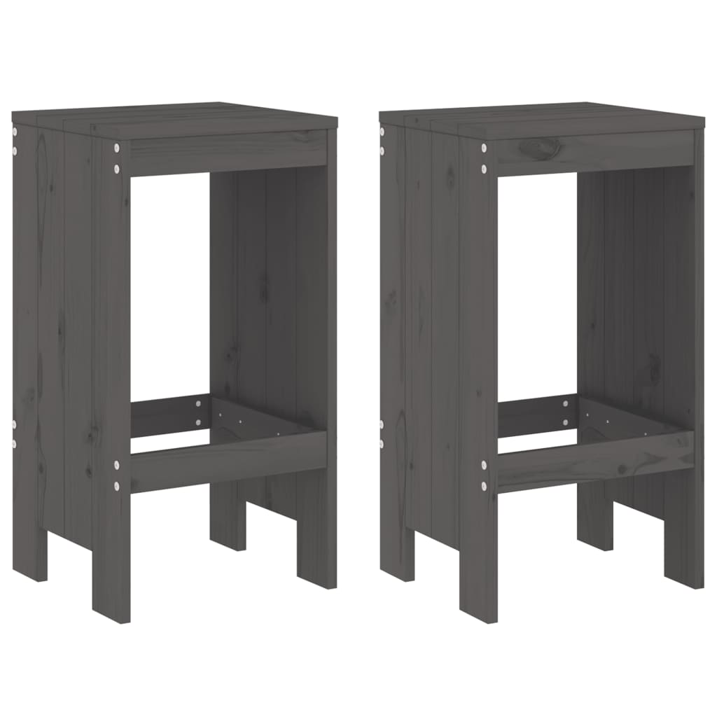 Ensemble de bar de jardin 3 pcs gris bois de pin massif