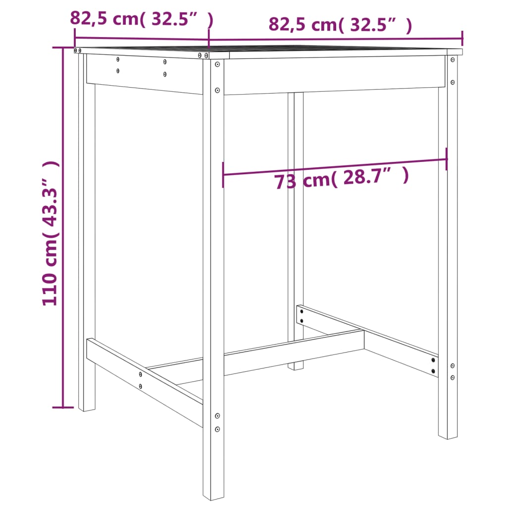 Ensemble de bar de jardin 3 pcs marron miel bois pin massif