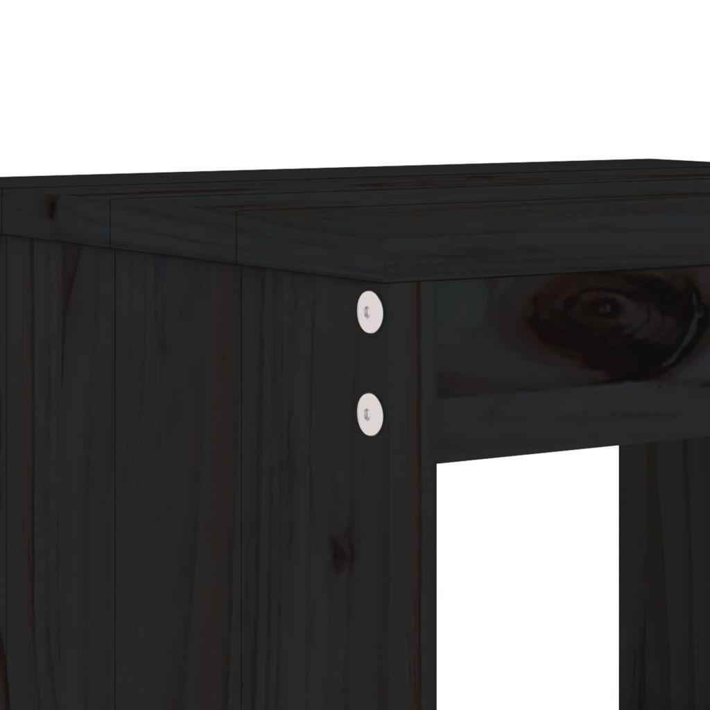Ensemble de bar de jardin 3 pcs noir bois de pin massif