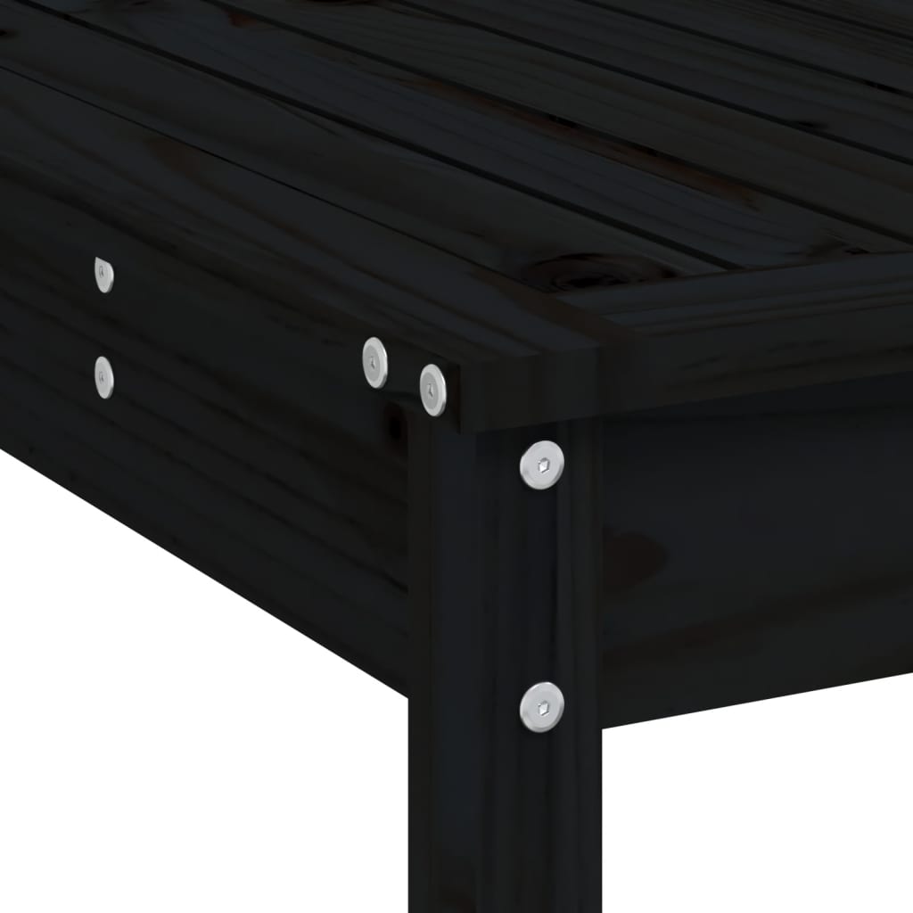 Ensemble de bar de jardin 3 pcs noir bois de pin massif
