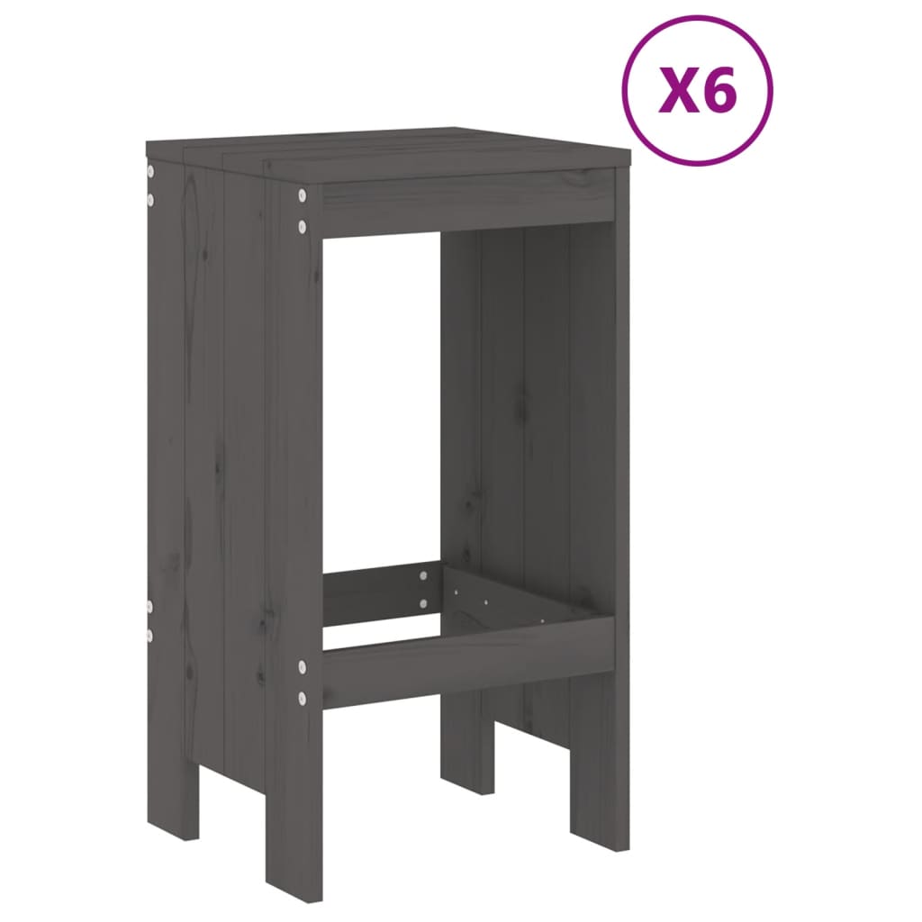 Ensemble de bar de jardin 7 pcs gris bois de pin massif