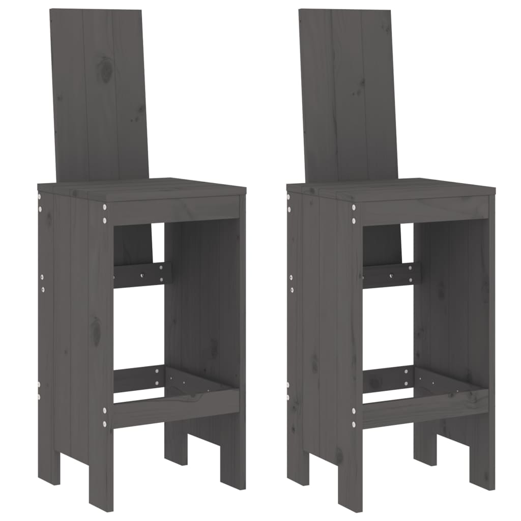 Ensemble de bar de jardin 3 pcs gris bois de pin massif