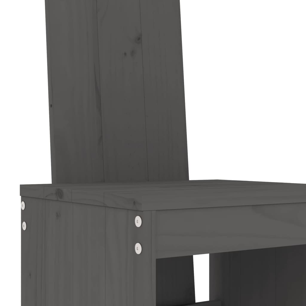 Ensemble de bar de jardin 3 pcs gris bois de pin massif