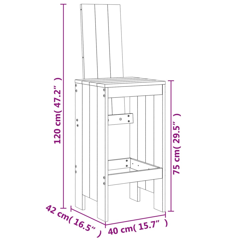Ensemble de bar de jardin 3 pcs bois massif de Douglas