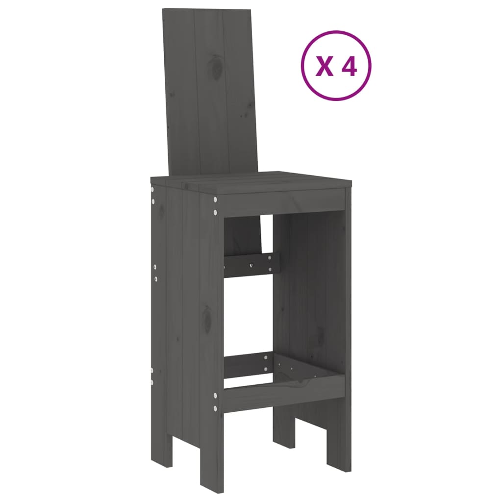 Ensemble de bar de jardin 5 pcs gris bois de pin massif