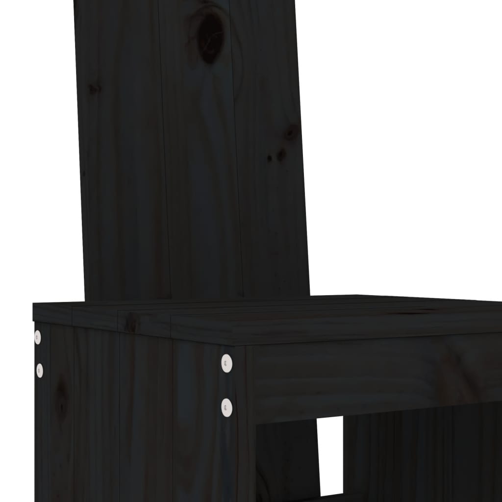 Ensemble de bar de jardin 5 pcs noir bois de pin massif