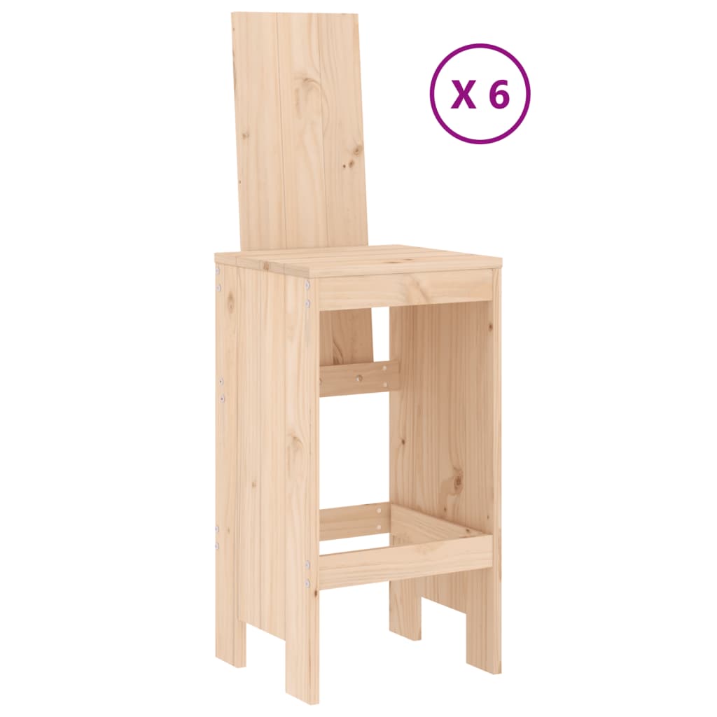 Ensemble de bar de jardin 7 pcs Bois de pin massif