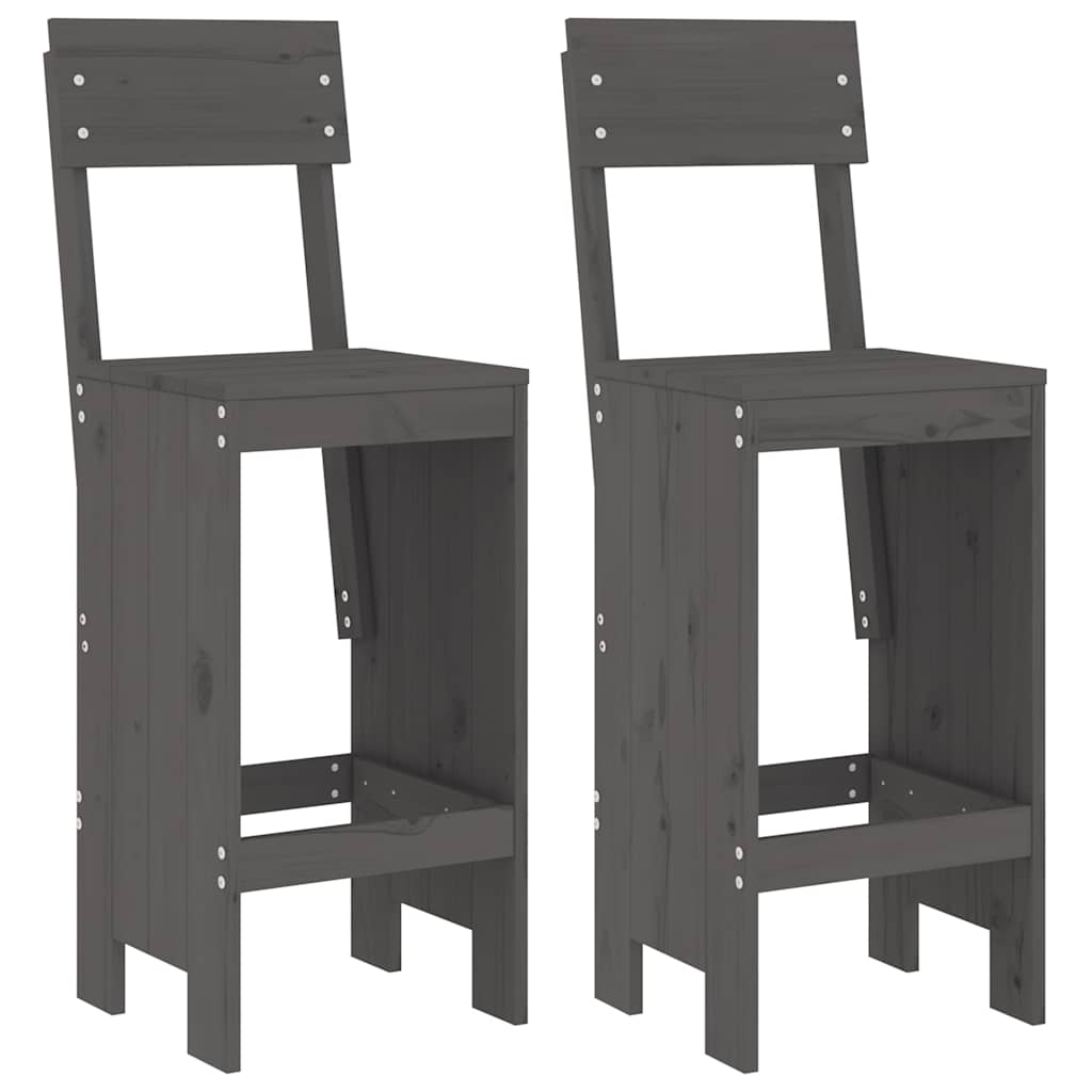 Ensemble de bar de jardin 3 pcs gris bois de pin massif