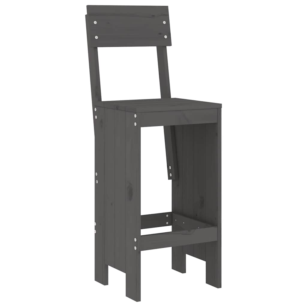Ensemble de bar de jardin 3 pcs gris bois de pin massif