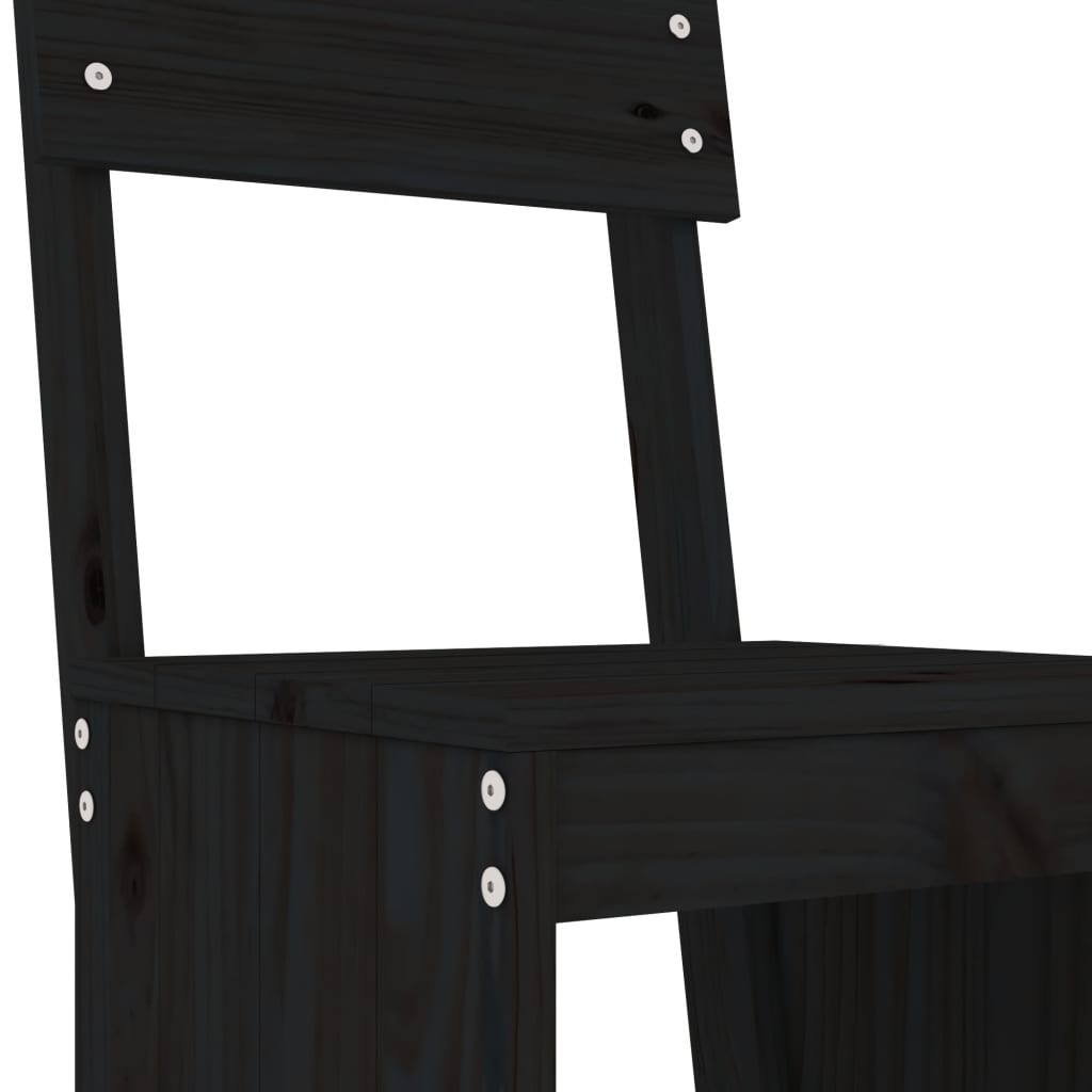 Ensemble de bar de jardin 3 pcs noir bois de pin massif