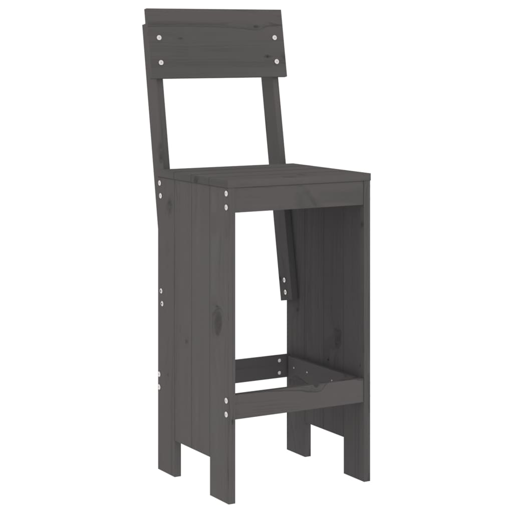 Ensemble de bar de jardin 5 pcs gris bois de pin massif