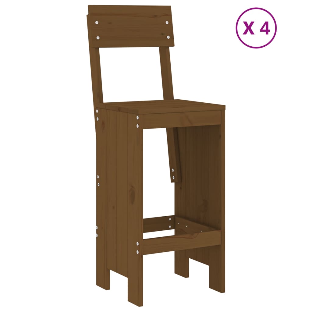 Ensemble de bar de jardin 5 pcs marron miel bois de pin massif