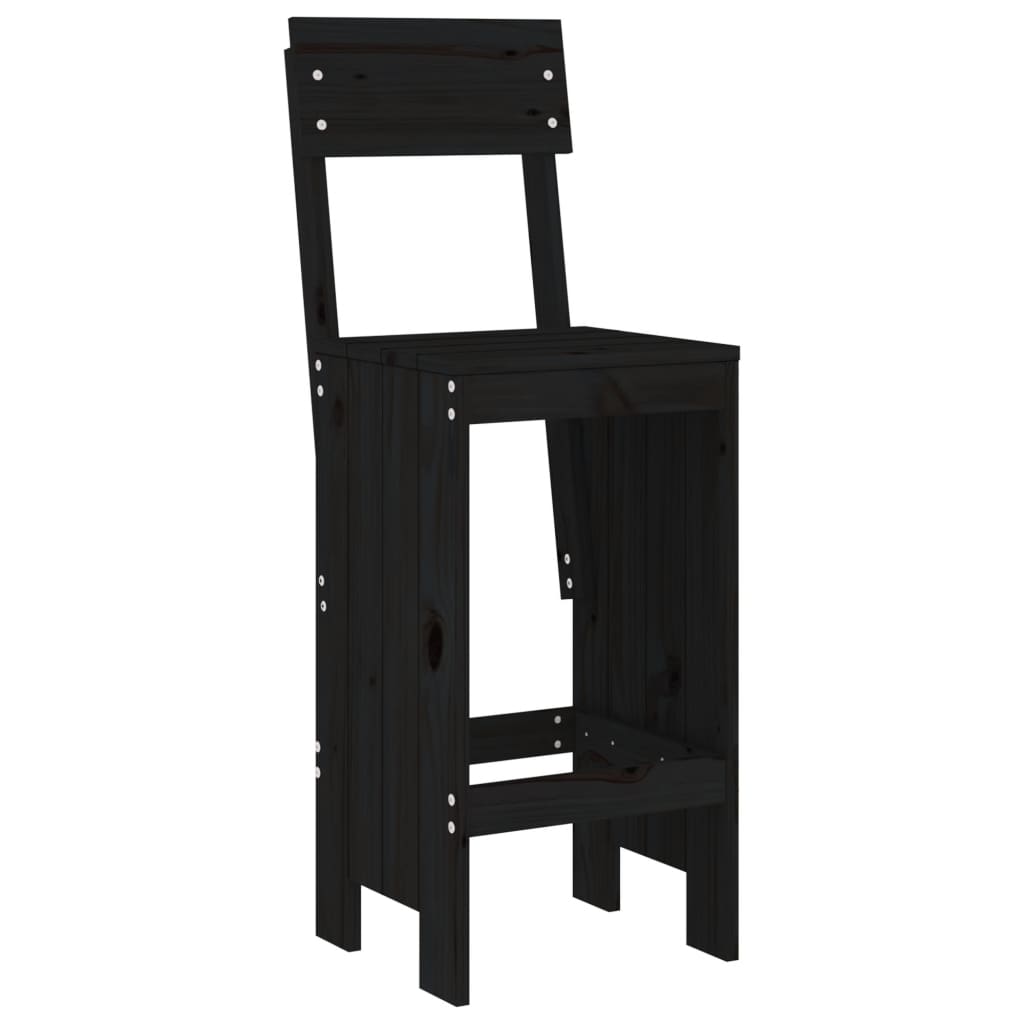 Ensemble de bar de jardin 5 pcs noir bois de pin massif