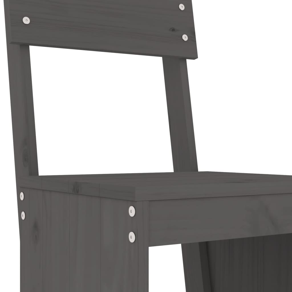 Ensemble de bar de jardin 5 pcs gris bois de pin massif