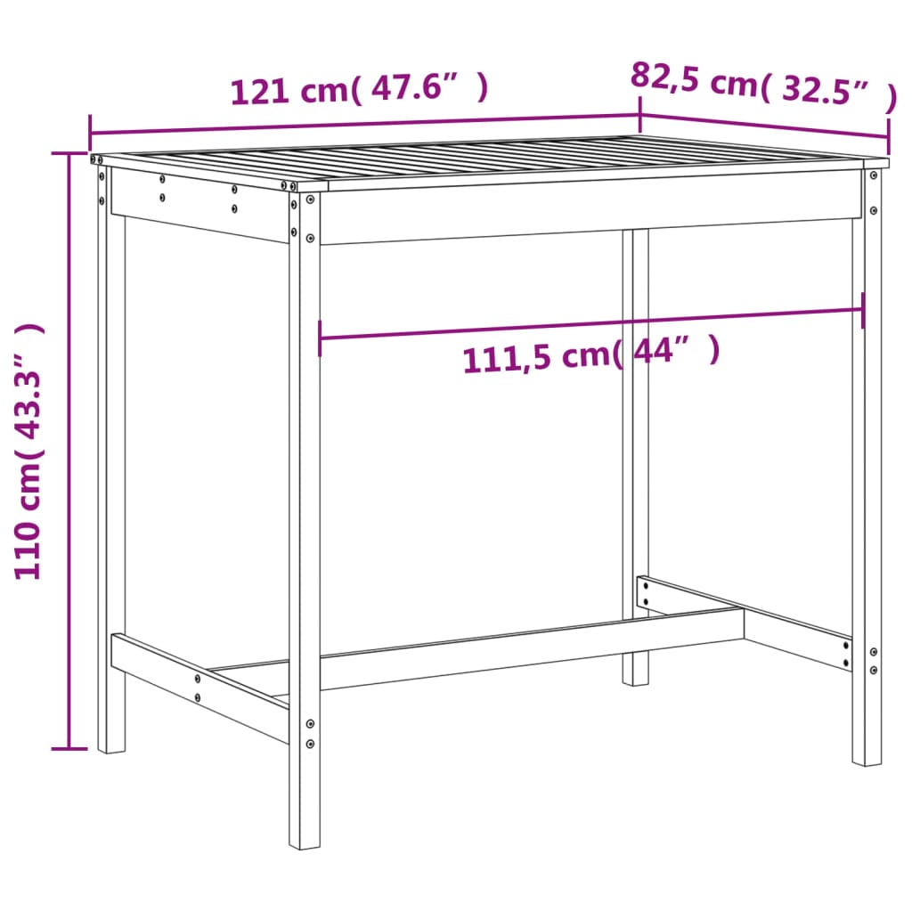 Ensemble de bar de jardin 5 pcs bois massif de Douglas