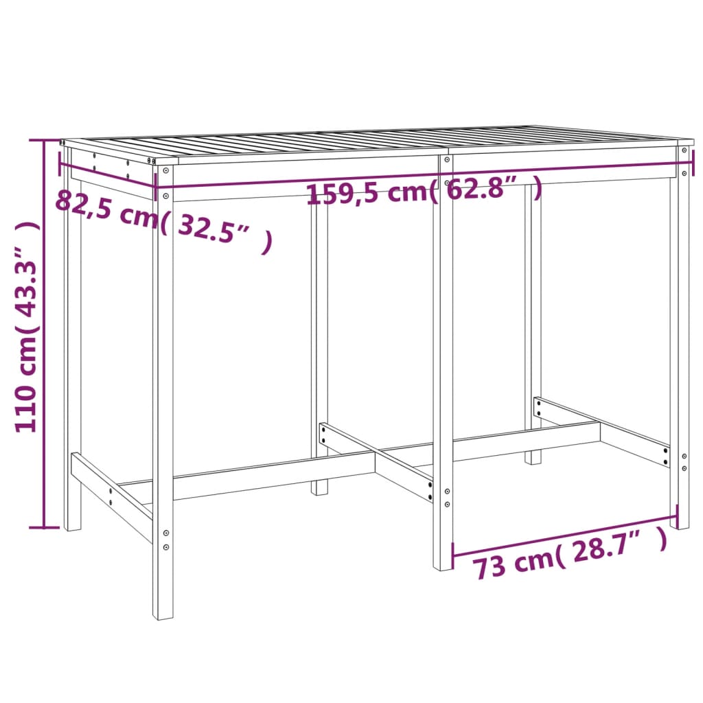 Ensemble de bar de jardin 7 pcs bois massif douglas