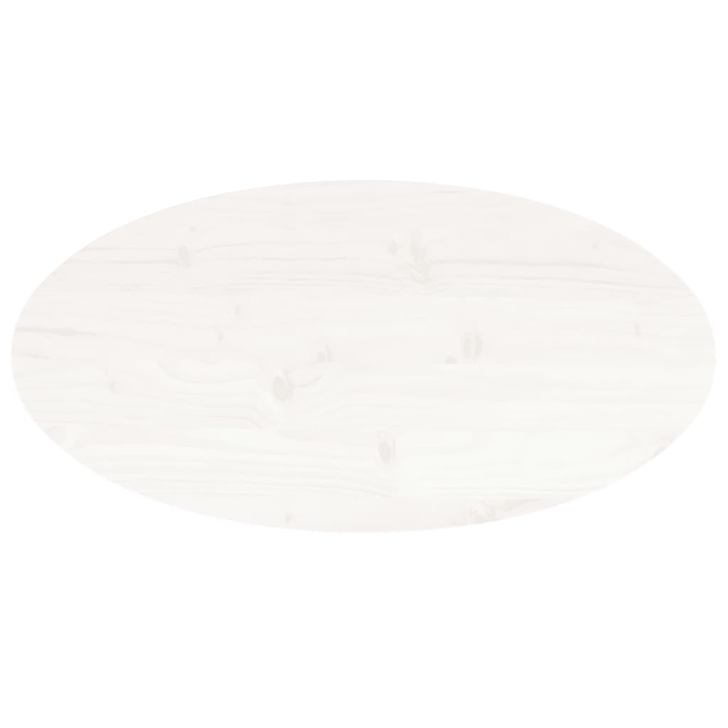 Dessus de table blanc 70x35x2,5 cm bois de pin massif ovale - XIOS