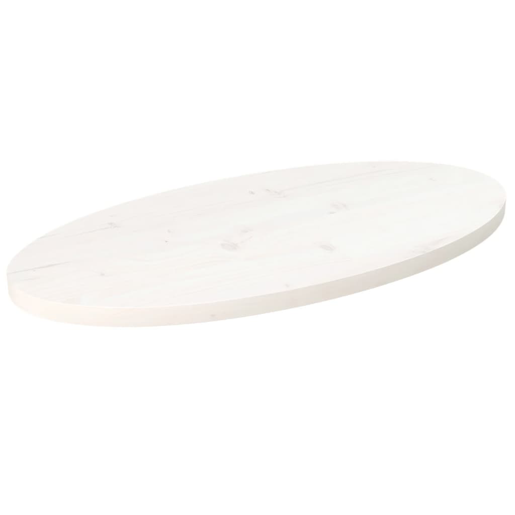 Dessus de table blanc 80x40x2,5 cm bois de pin massif ovale - XIOS