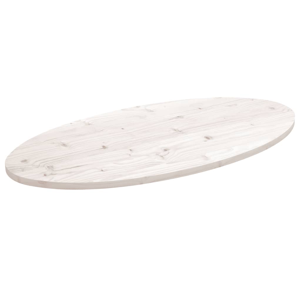 Dessus de table blanc 100x50x2,5 cm bois de pin massif ovale - XIOS