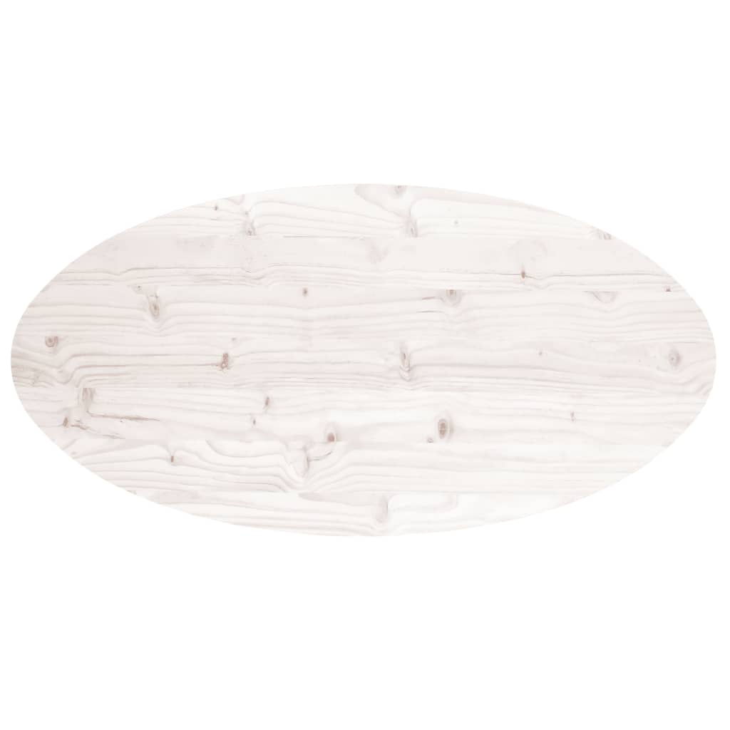 Dessus de table blanc 100x50x2,5 cm bois de pin massif ovale - XIOS