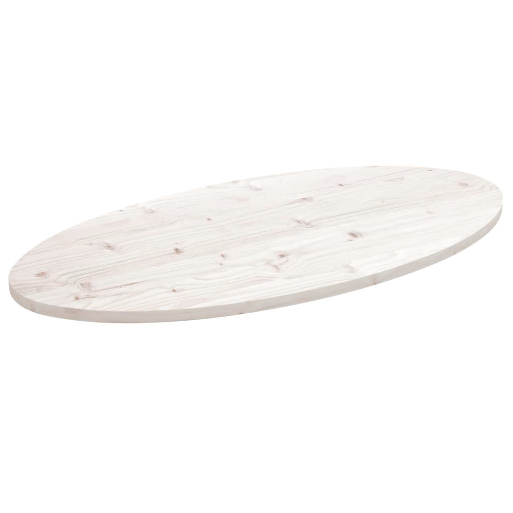 Dessus de table blanc 110x55x2,5 cm bois de pin massif ovale - XIOS