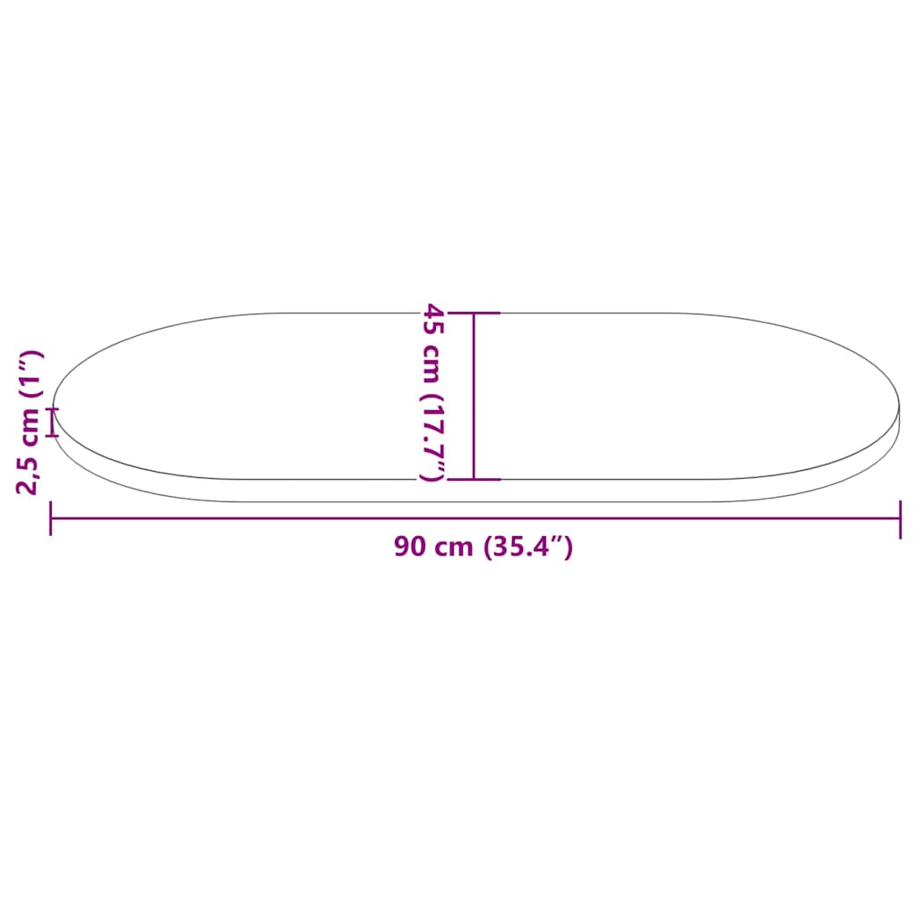 Dessus de table blanc 90x45x2,5 cm bois de pin massif ovale - XIOS
