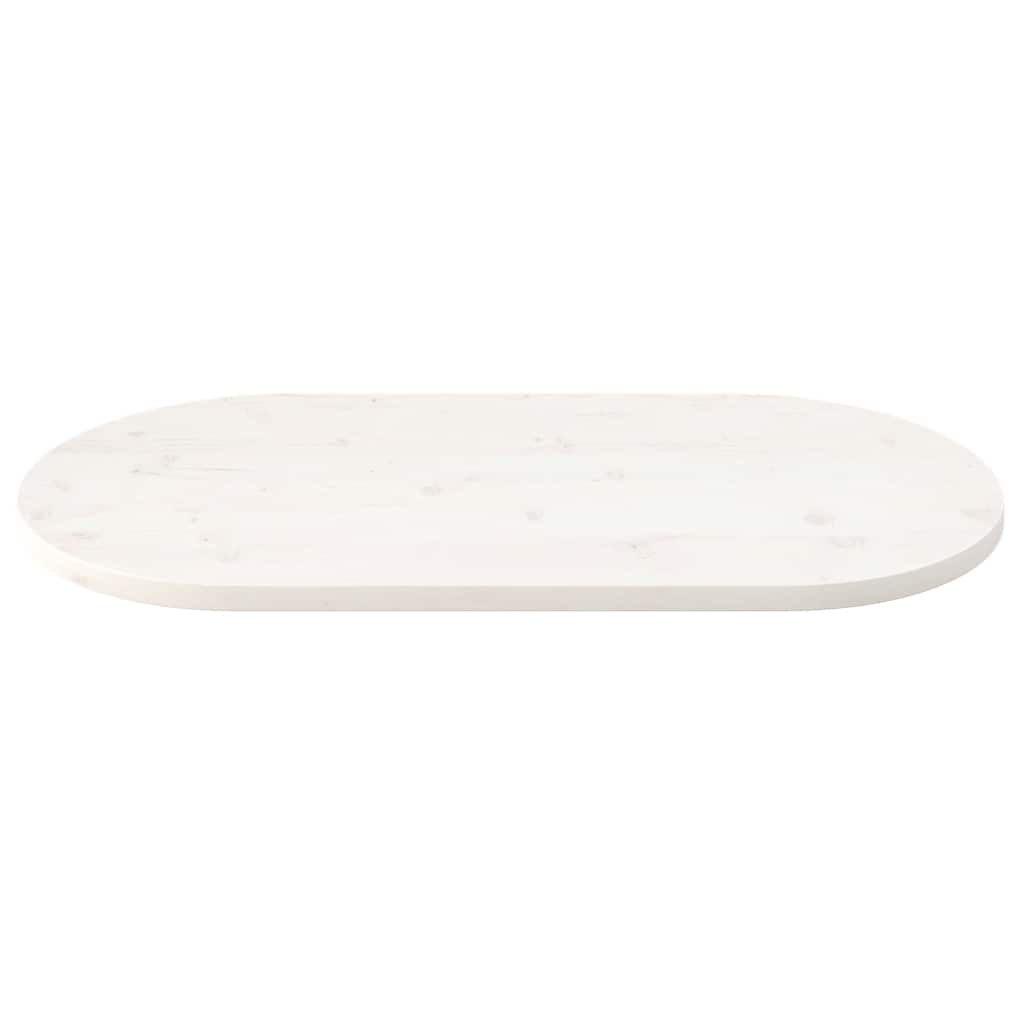 Dessus de table blanc 100x50x2,5 cm bois de pin massif ovale - XIOS