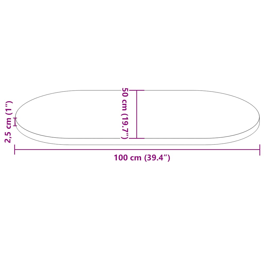 Dessus de table blanc 100x50x2,5 cm bois de pin massif ovale - XIOS