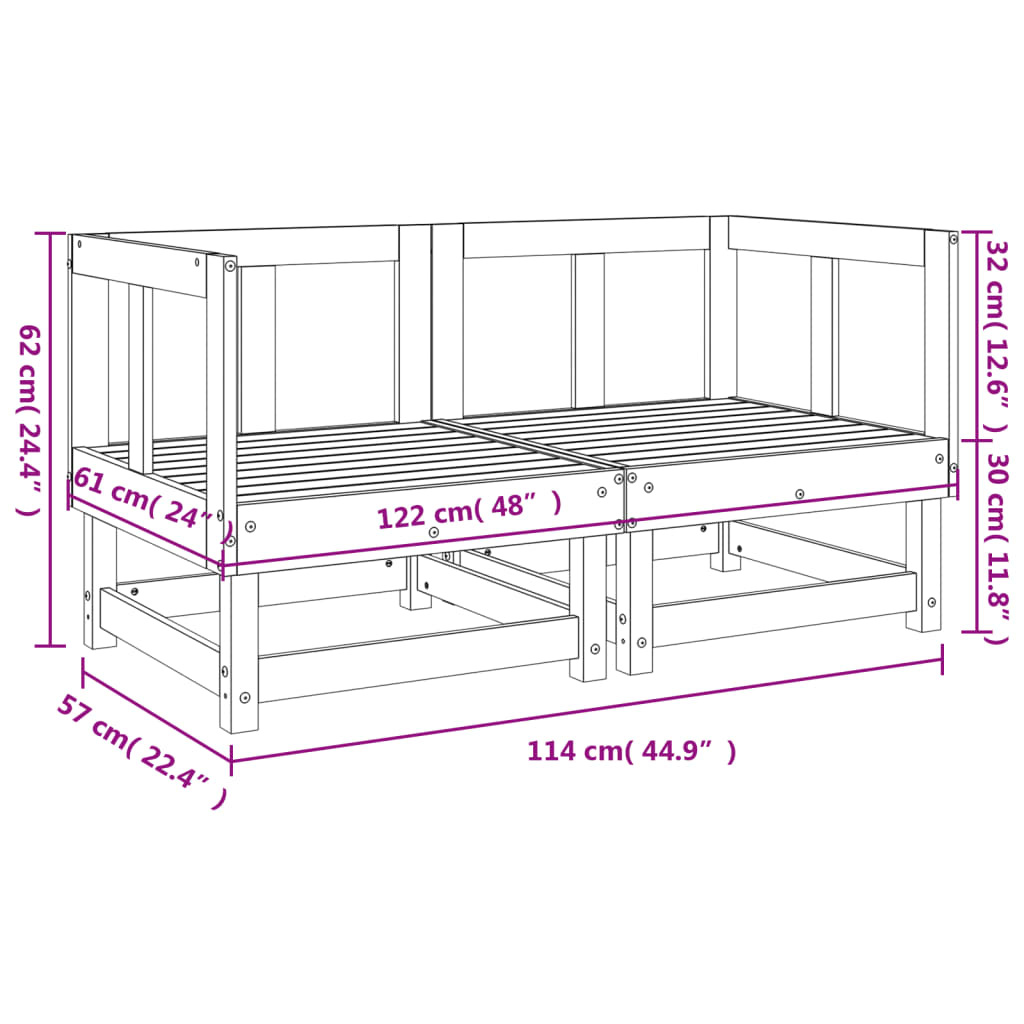 Canapés d'angle de jardin 2 pcs bois de pin massif Éléments pour canapés modulables de jardin vidaXL
