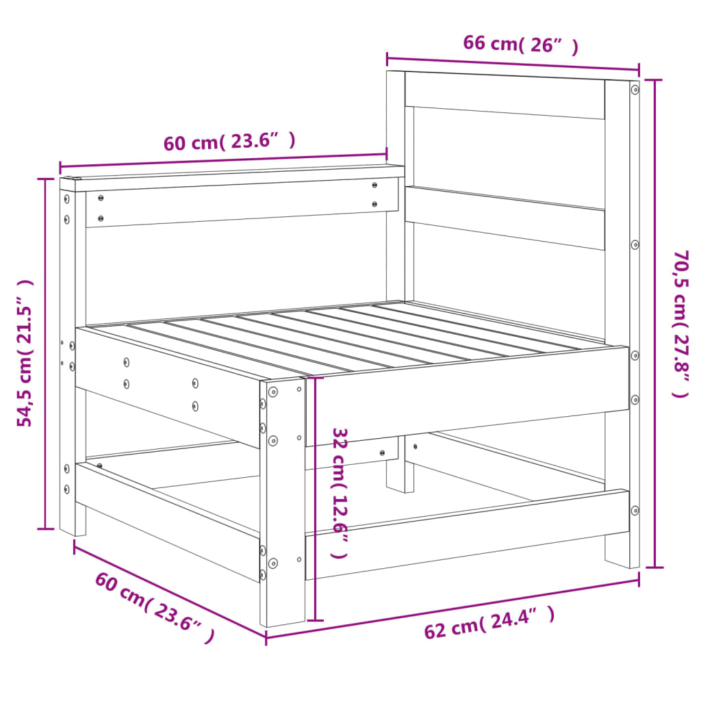 Canapé d'angle marron miel bois de pin solide Éléments pour canapés modulables de jardin vidaXL