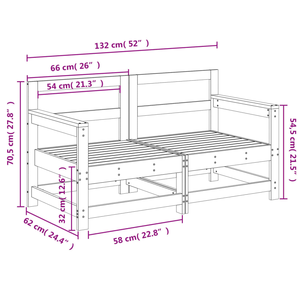 Canapés d'angle de jardin 2 pcs bois de pin massif Éléments pour canapés modulables de jardin vidaXL