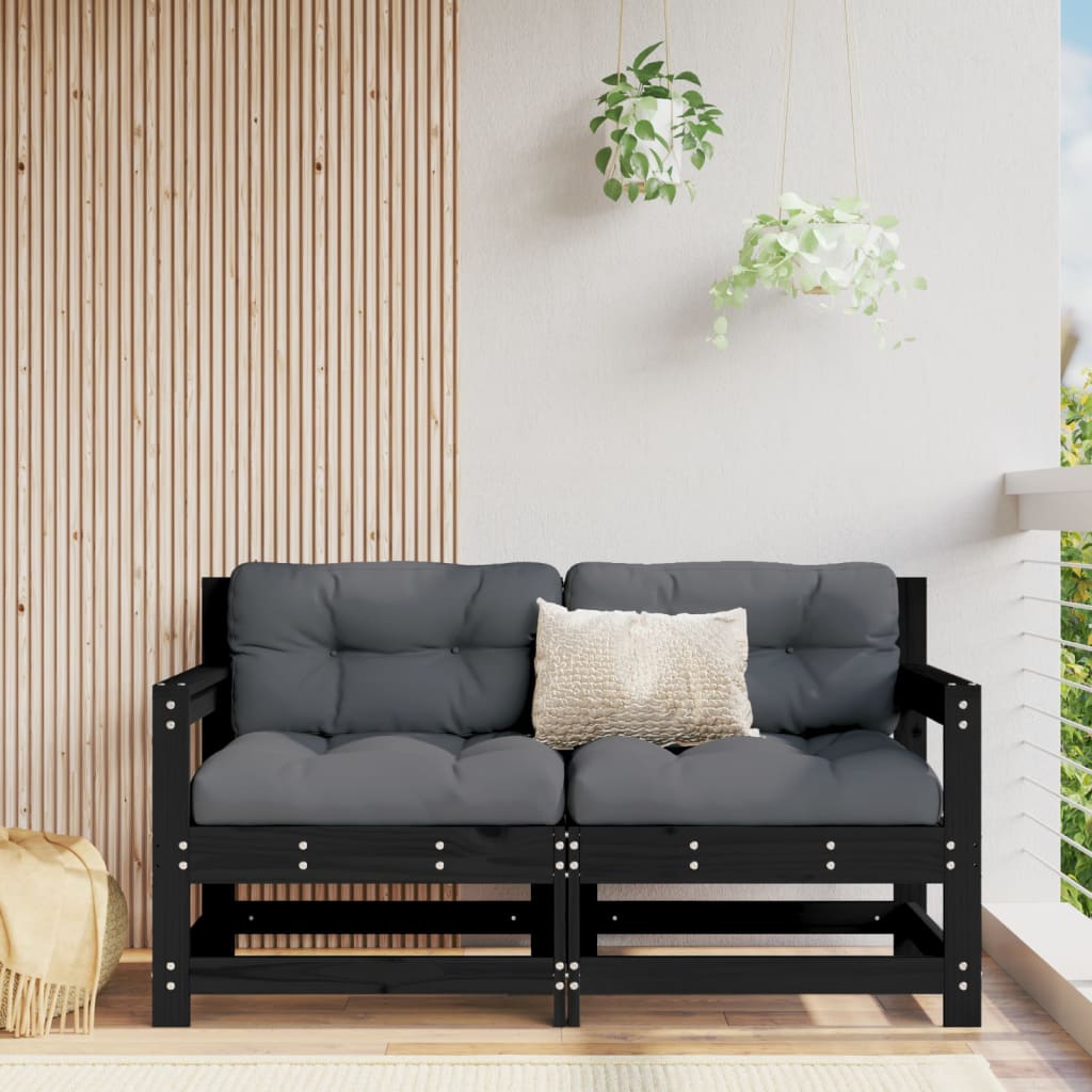 Canapés d'angle de jardin 2 pcs noir bois de pin massif Éléments pour canapés modulables de jardin vidaXL