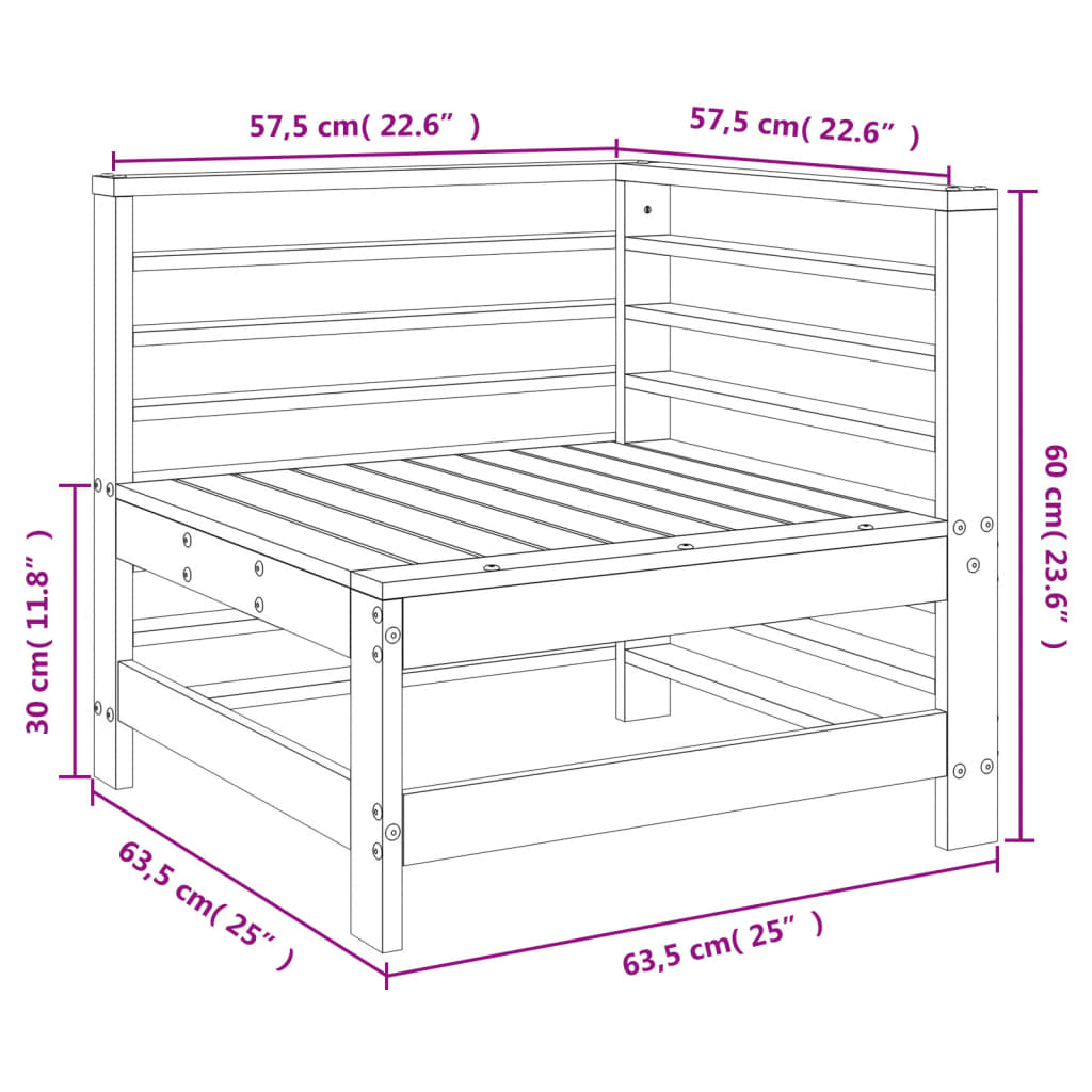 Canapé d'angle de jardin gris bois de pin massif Éléments pour canapés modulables de jardin vidaXL