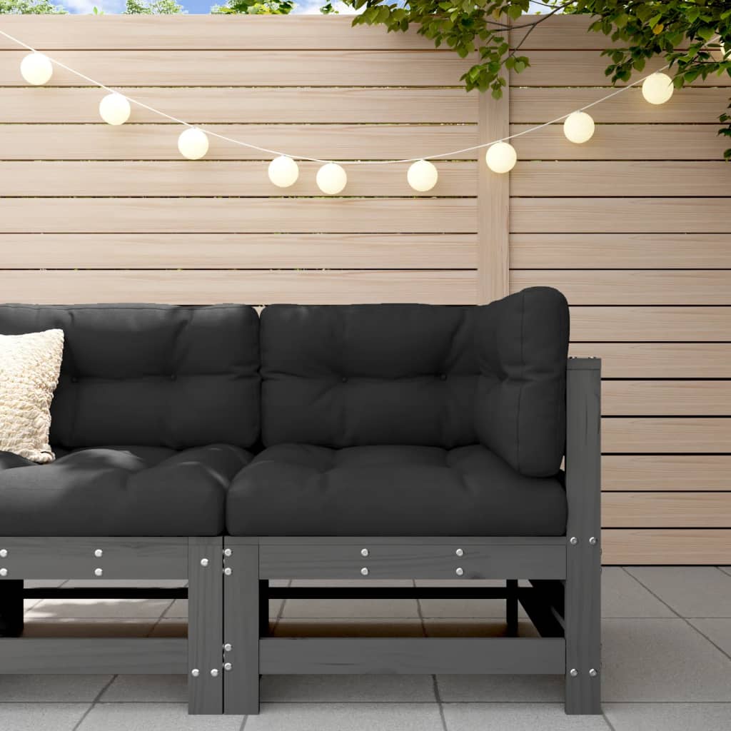 Canapé d'angle de jardin gris bois de pin massif Éléments pour canapés modulables de jardin vidaXL