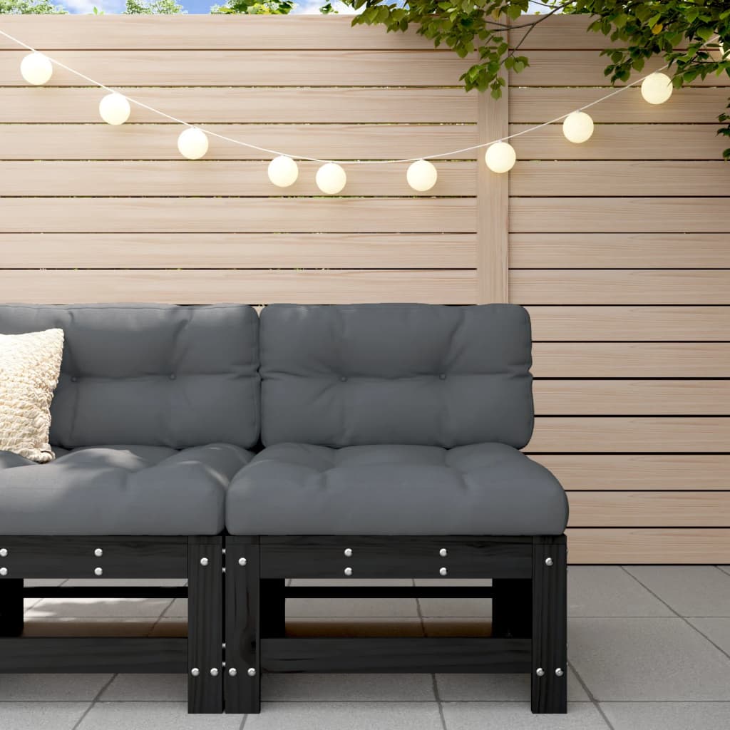 Canapé central de jardin noir bois de pin massif Éléments pour canapés modulables de jardin vidaXL