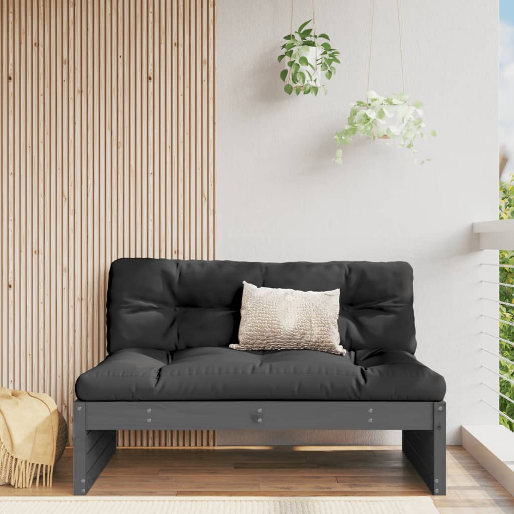 Canapé central de jardin gris 120x80 cm bois de pin massif Éléments pour canapés modulables de jardin vidaXL