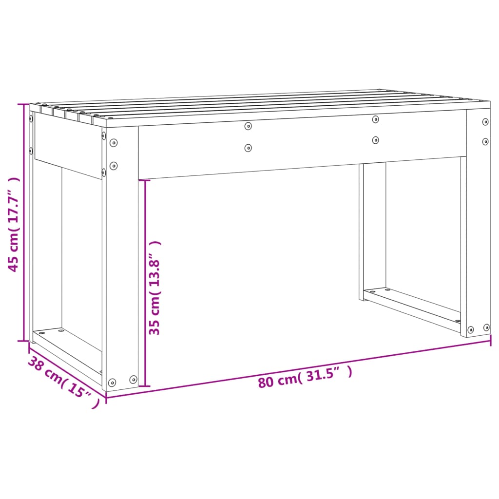 Banc de jardin blanc 80x38x45 cm bois massif de pin Bancs de jardin vidaXL