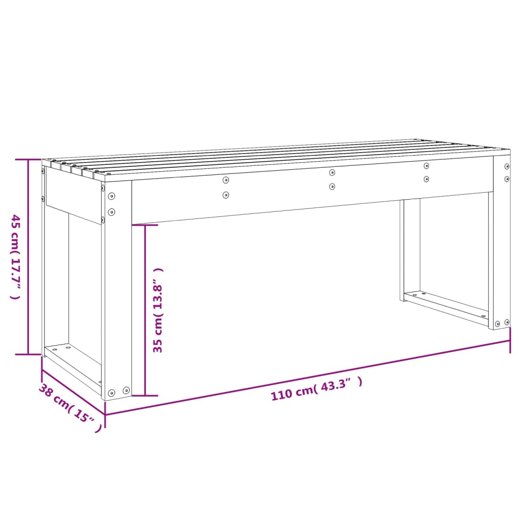 Banc de jardin marron miel 110x38x45 cm bois de pin massif Bancs de jardin vidaXL