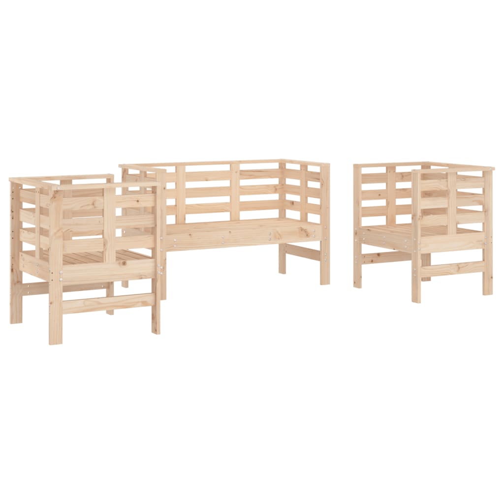 Salon de jardin 3 pcs bois massif de pin - XIOS
