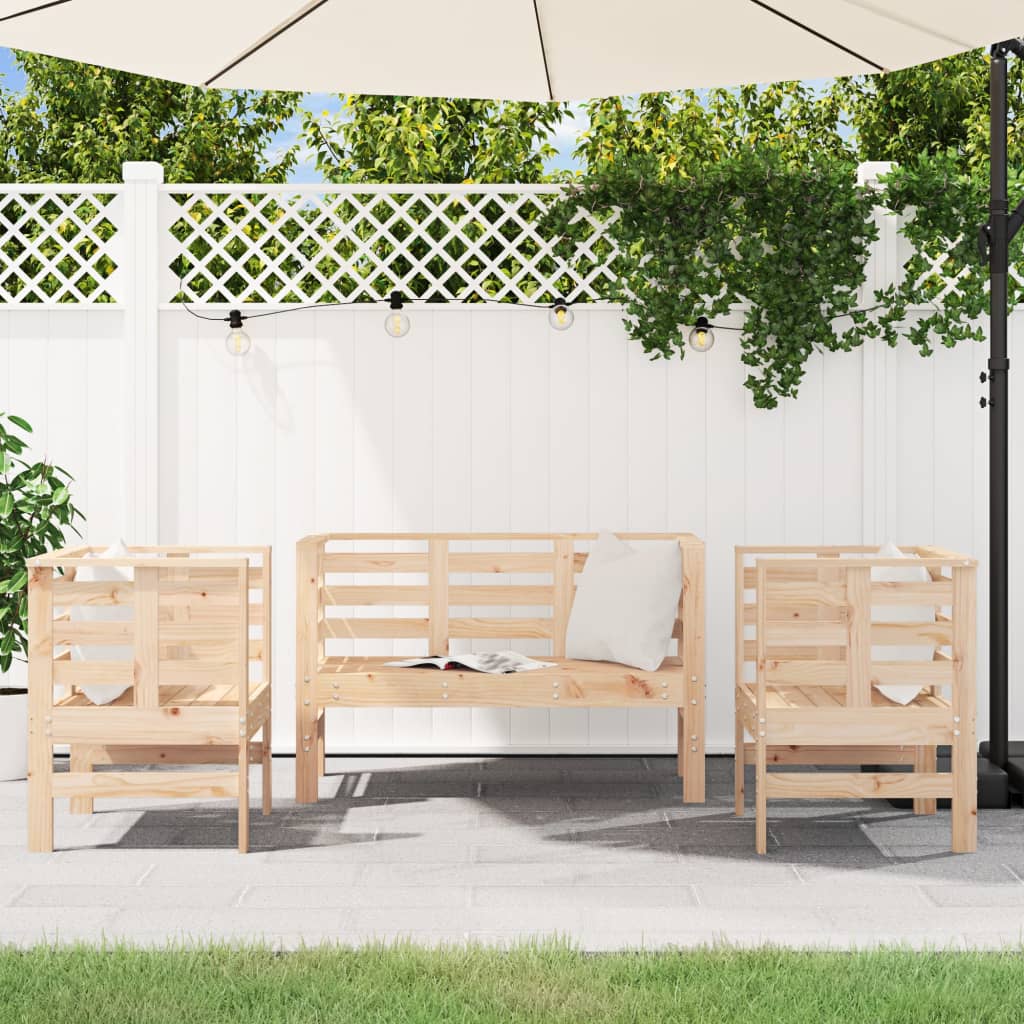 Salon de jardin 3 pcs bois massif de pin - XIOS