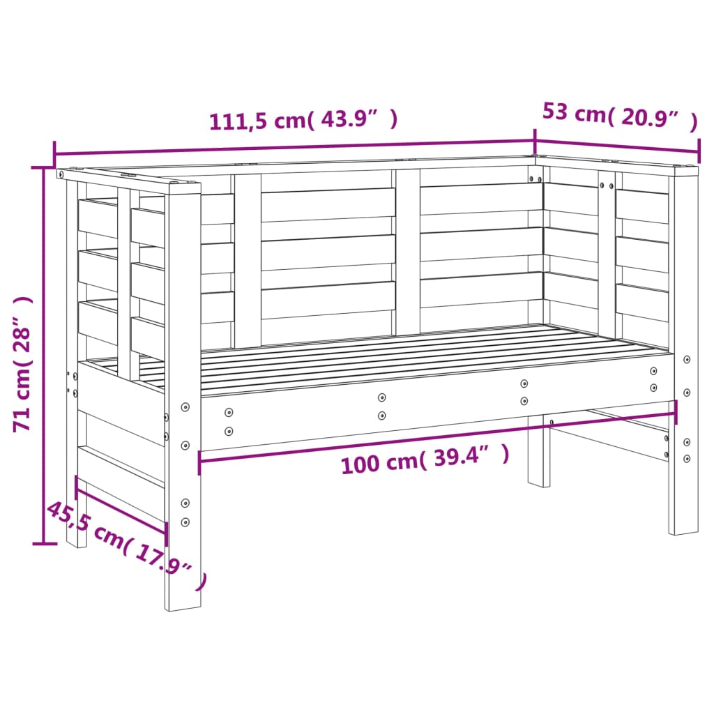 Salon de jardin 3 pcs bois massif de pin - XIOS