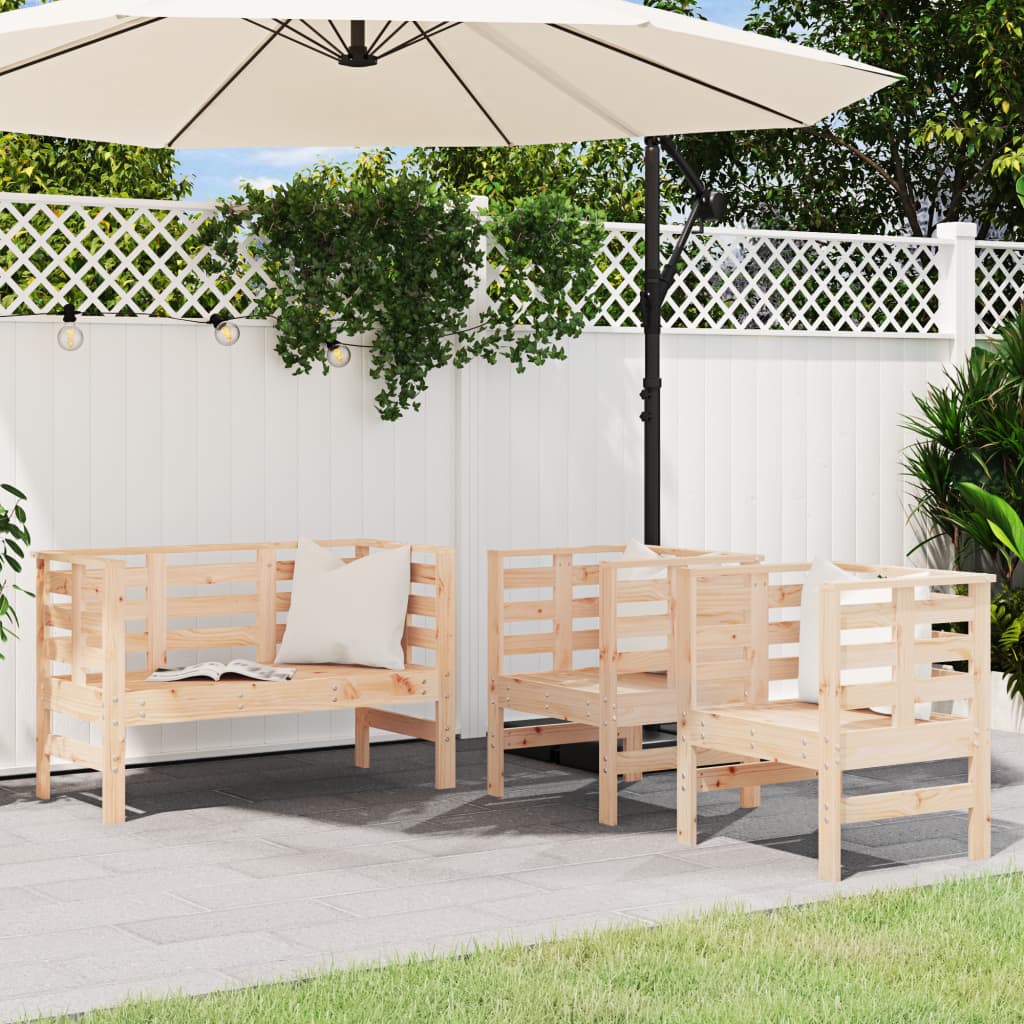 Salon de jardin 3 pcs bois massif de pin - XIOS