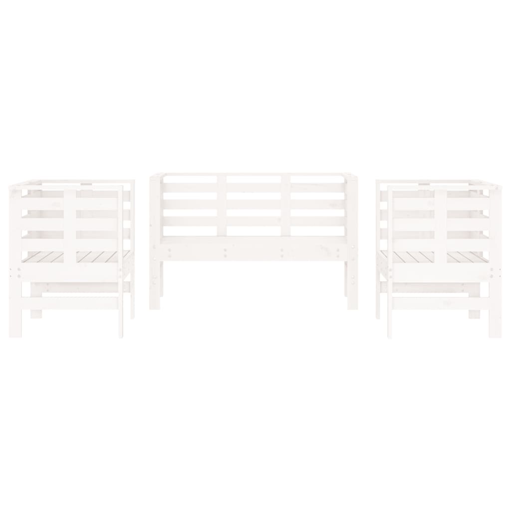 Salon de jardin 3 pcs blanc bois massif de pin - XIOS