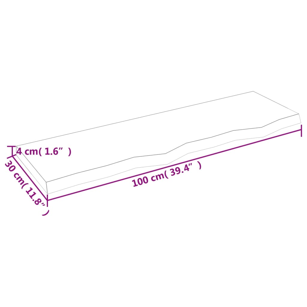 Étagère murale 100x30x(2-4) cm bois de chêne massif non traité - XIOS