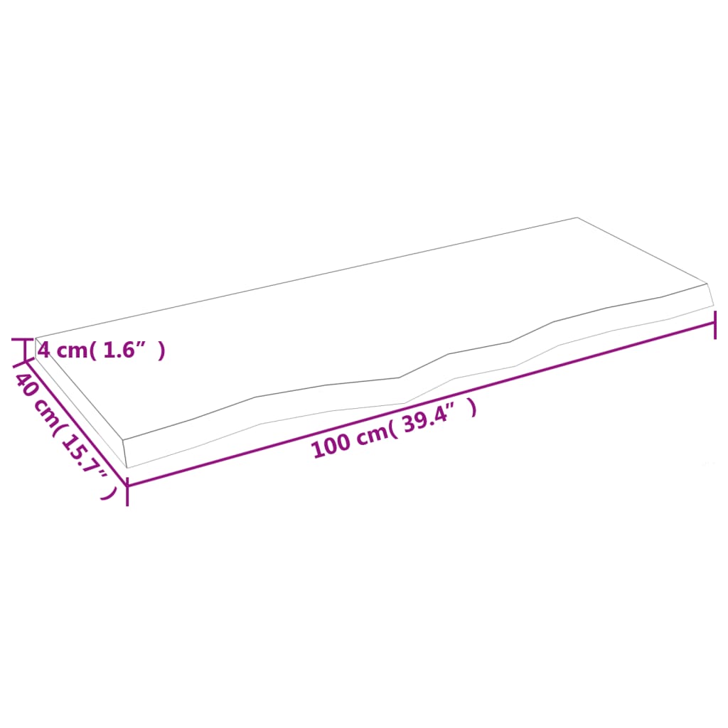 Étagère murale 100x40x(2-4) cm bois de chêne massif non traité - XIOS