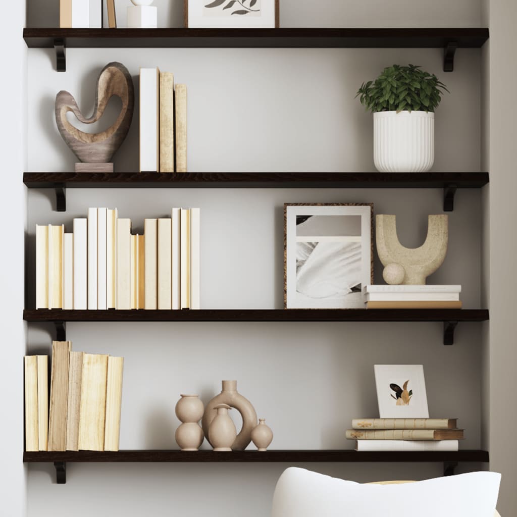 Étagère murale marron foncé 80x20x2 cm bois chêne massif traité - XIOS